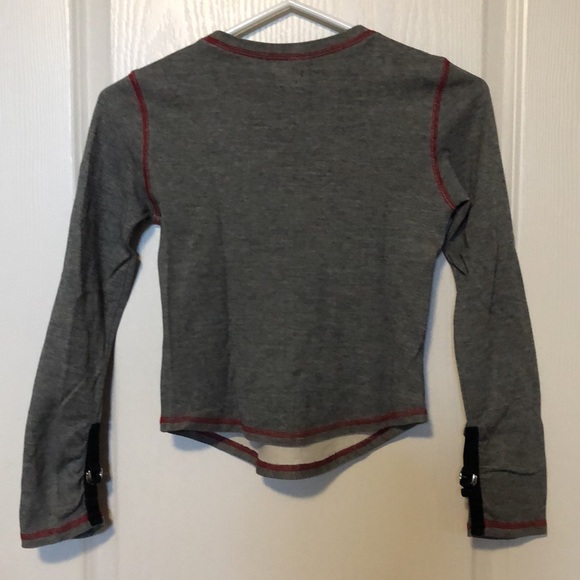 CK Jeans Casual Long-Sleeved Top with Navy Detail and Red Contrast Stitching - Picture 2 of 5